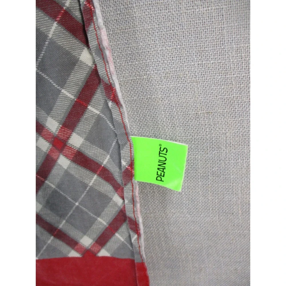 Peanuts Snoopy Charlie Brown Warm Wishes Holiday Apron Red‎ Grey Plaid One Size